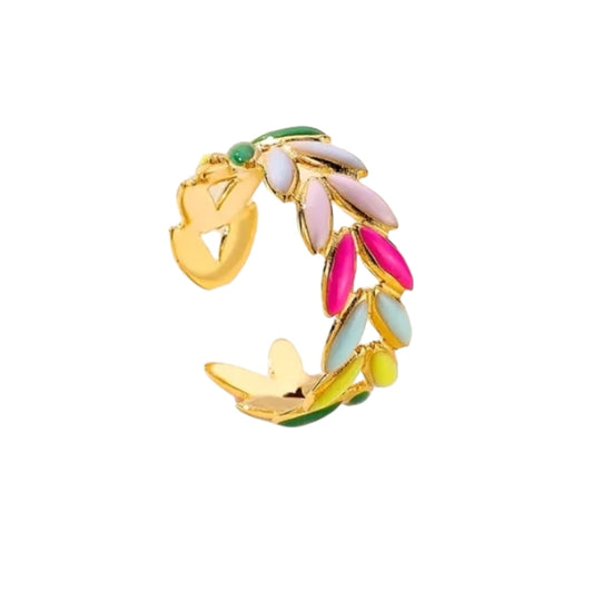 Bague pétales arc en ciel